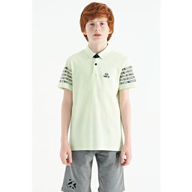 Tommy Life 11118 Su Yeşili Ön Yazı Nakışlı O Yaka Standart Kalıp Erkek Çocuk T-Shirt