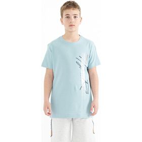 Tommy Life 11119 Açık Mavi Yazı Baskılı O Yaka Standart Kalıp Erkek Çocuk T-shirt