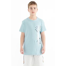 Tommy Life 11119 Açık Mavi Yazı Baskılı O Yaka Standart Kalıp Erkek Çocuk T-shirt