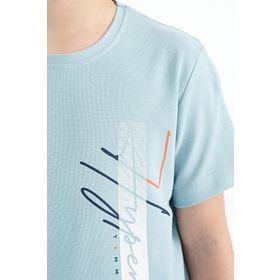 Tommy Life 11119 Açık Mavi Yazı Baskılı O Yaka Standart Kalıp Erkek Çocuk T-shirt