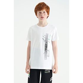 Tommy Life 11119 Beyaz Yazı Baskılı O Yaka Standart Kalıp Erkek Çocuk T-Shirt