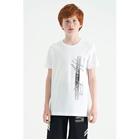 Tommy Life 11119 Beyaz Yazı Baskılı O Yaka Standart Kalıp Erkek Çocuk T-Shirt