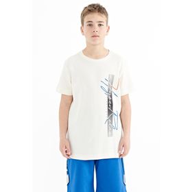 Tommy Life 11119 Ekru Yazı Baskılı O Yaka Standart Kalıp Erkek Çocuk T-shirt