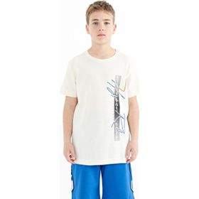 Tommy Life 11119 Ekru Yazı Baskılı O Yaka Standart Kalıp Erkek Çocuk T-shirt