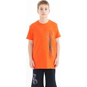 Tommy Life 11119 Portakal Yazı Baskılı O Yaka Standart Kalıp Erkek Çocuk T-Shirt
