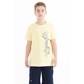 Tommy Life 11119 Sarı Yazı Baskılı O Yaka Standart Kalıp Erkek Çocuk T-Shirt