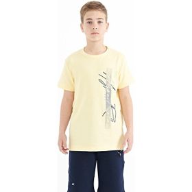 Tommy Life 11119 Sarı Yazı Baskılı O Yaka Standart Kalıp Erkek Çocuk T-Shirt