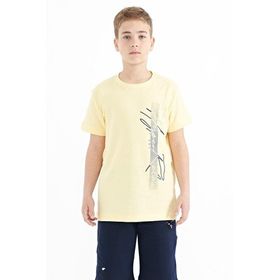 Tommy Life 11119 Sarı Yazı Baskılı O Yaka Standart Kalıp Erkek Çocuk T-Shirt