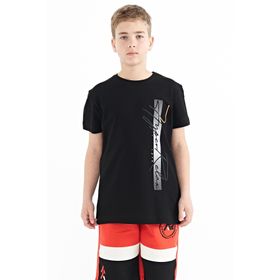 Tommy Life 11119 Siyah Yazı Baskılı O Yaka Standart Kalıp Erkek Çocuk T-shirt