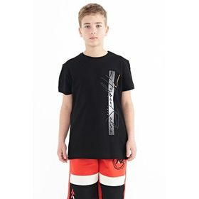Tommy Life 11119 Siyah Yazı Baskılı O Yaka Standart Kalıp Erkek Çocuk T-shirt
