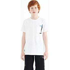 Tommy Life 11120 Beyaz Cep Detaylı O Yaka Standart Kalıp Erkek Çocuk T-Shirt