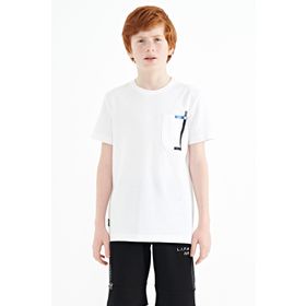 Tommy Life 11120 Beyaz Cep Detaylı O Yaka Standart Kalıp Erkek Çocuk T-Shirt