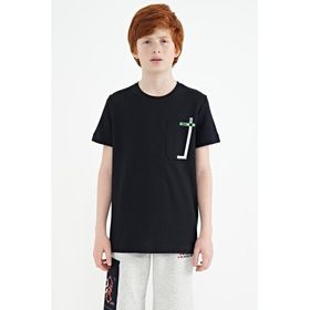 Tommy Life 11120 Lacivert Cep Detaylı O Yaka Standart Kalıp Erkek Çocuk T-Shirt
