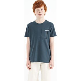 Tommy Life 11120 Orman Yeşili Cep Detaylı O Yaka Standart Kalıp Erkek Çocuk T-Shirt