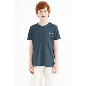 Tommy Life 11120 Orman Yeşili Cep Detaylı O Yaka Standart Kalıp Erkek Çocuk T-Shirt