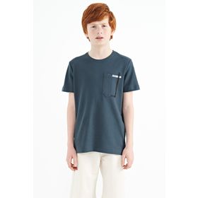 Tommy Life 11120 Orman Yeşili Cep Detaylı O Yaka Standart Kalıp Erkek Çocuk T-Shirt