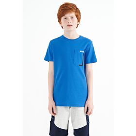 Tommy Life 11120 Saks Cep Detaylı O Yaka Standart Kalıp Erkek Çocuk T-Shirt