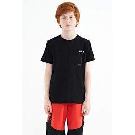 Tommy Life 11120 Siyah Cep Detaylı O Yaka Standart Kalıp Erkek Çocuk T-Shirt