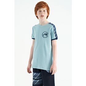 Tommy Life 11121 Açık Mavi Omuz Baskı Detaylı Standart Kalıp O Yaka Erkek Çocuk T-shirt