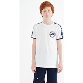 Tommy Life 11121 Beyaz Omuz Baskı Detaylı Standart Kalıp O Yaka Erkek Çocuk T-Shirt