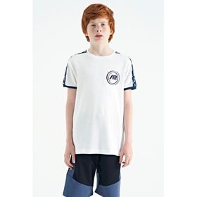 Tommy Life 11121 Beyaz Omuz Baskı Detaylı Standart Kalıp O Yaka Erkek Çocuk T-Shirt