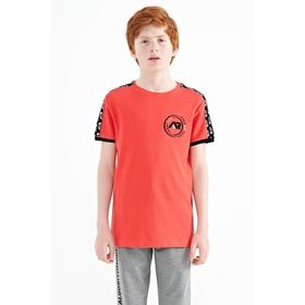 Tommy Life 11121 Coral Omuz Baskı Detaylı Standart Kalıp O Yaka Erkek Çocuk T-Shirt