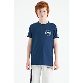 Tommy Life 11121 Indigo Omuz Baskı Detaylı Standart Kalıp O Yaka Erkek Çocuk T-Shirt