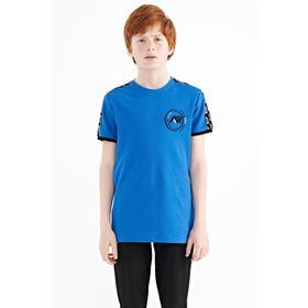 Tommy Life 11121 Saks Omuz Baskı Detaylı Standart Kalıp O Yaka Erkek Çocuk T-Shirt