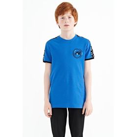 Tommy Life 11121 Saks Omuz Baskı Detaylı Standart Kalıp O Yaka Erkek Çocuk T-Shirt