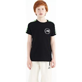 Tommy Life 11121 Siyah Omuz Baskı Detaylı Standart Kalıp O Yaka Erkek Çocuk T-Shirt