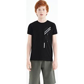 Tommy Life 11131 Siyah Baskı Detaylı O Yaka Standart Kalıp Erkek Çocuk T-Shirt
