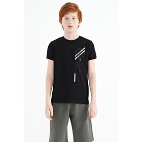 Tommy Life 11131 Siyah Baskı Detaylı O Yaka Standart Kalıp Erkek Çocuk T-Shirt