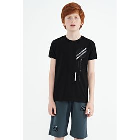 Tommy Life 11131 Siyah Baskı Detaylı O Yaka Standart Kalıp Erkek Çocuk T-Shirt