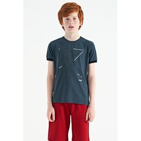 Tommy Life 11132 Orman Yeşili Minimal Yazı Baskılı Standart Kalıp O Yaka Erkek Çocuk T-Shirt