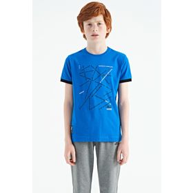 Tommy Life 11132 Saks Minimal Yazı Baskılı Standart Kalıp O Yaka Erkek Çocuk T-Shirt
