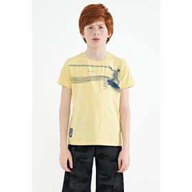 Tommy Life 11133 Sarı Baskı Detaylı Standart Kalıp O Yaka Erkek Çocuk T-Shirt