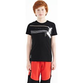 Tommy Life 11133 Siyah Baskı Detaylı Standart Kalıp O Yaka Erkek Çocuk T-Shirt