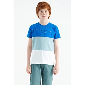Tommy Life 11135 Beyaz Renk Bloklu O Yaka Baskı Detaylı Standart Kalıp Erkek Çocuk T-Shirt