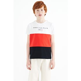 Tommy Life 11135 Lacivert Renk Bloklu O Yaka Baskı Detaylı Standart Kalıp Erkek Çocuk T-Shirt