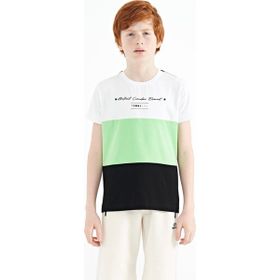 Tommy Life 11135 Siyah Renk Bloklu O Yaka Baskı Detaylı Standart Kalıp Erkek Çocuk T-Shirt
