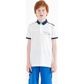 Tommy Life 11140 Beyaz Baskı Detaylı Standart Kalıp Polo Yaka Erkek Çocuk T-Shirt