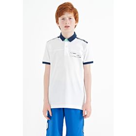 Tommy Life 11140 Beyaz Baskı Detaylı Standart Kalıp Polo Yaka Erkek Çocuk T-Shirt