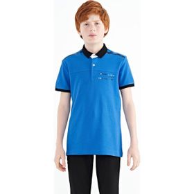Tommy Life 11140 Saks Baskı Detaylı Standart Kalıp Polo Yaka Erkek Çocuk T-Shirt