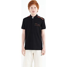 Tommy Life 11140 Siyah Baskı Detaylı Standart Kalıp Polo Yaka Erkek Çocuk T-Shirt