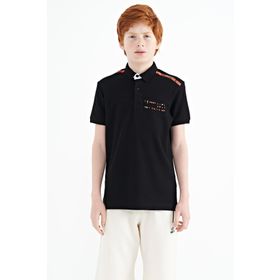 Tommy Life 11140 Siyah Baskı Detaylı Standart Kalıp Polo Yaka Erkek Çocuk T-Shirt