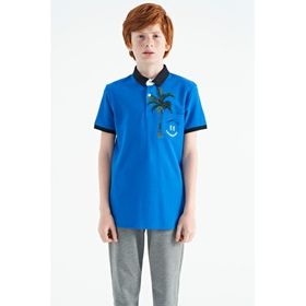 Tommy Life 11144 Saks Baskılı Cep Detaylı Standart Kalıp Polo Yaka Erkek Çocuk T-Shirt