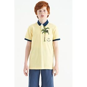 Tommy Life 11144 Sarı Baskılı Cep Detaylı Standart Kalıp Polo Yaka Erkek Çocuk T-Shirt