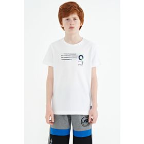 Tommy Life 11145 Beyaz Baskı Detaylı O Yaka Standart Kalıp Erkek Çocuk T-Shirt