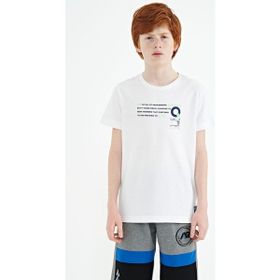 Tommy Life 11145 Beyaz Baskı Detaylı O Yaka Standart Kalıp Erkek Çocuk T-Shirt