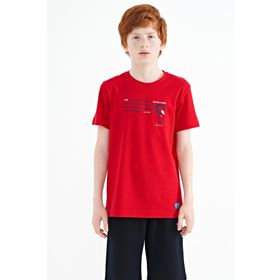 Tommy Life 11145 Kırmızı Baskı Detaylı O Yaka Standart Kalıp Erkek Çocuk T-Shirt